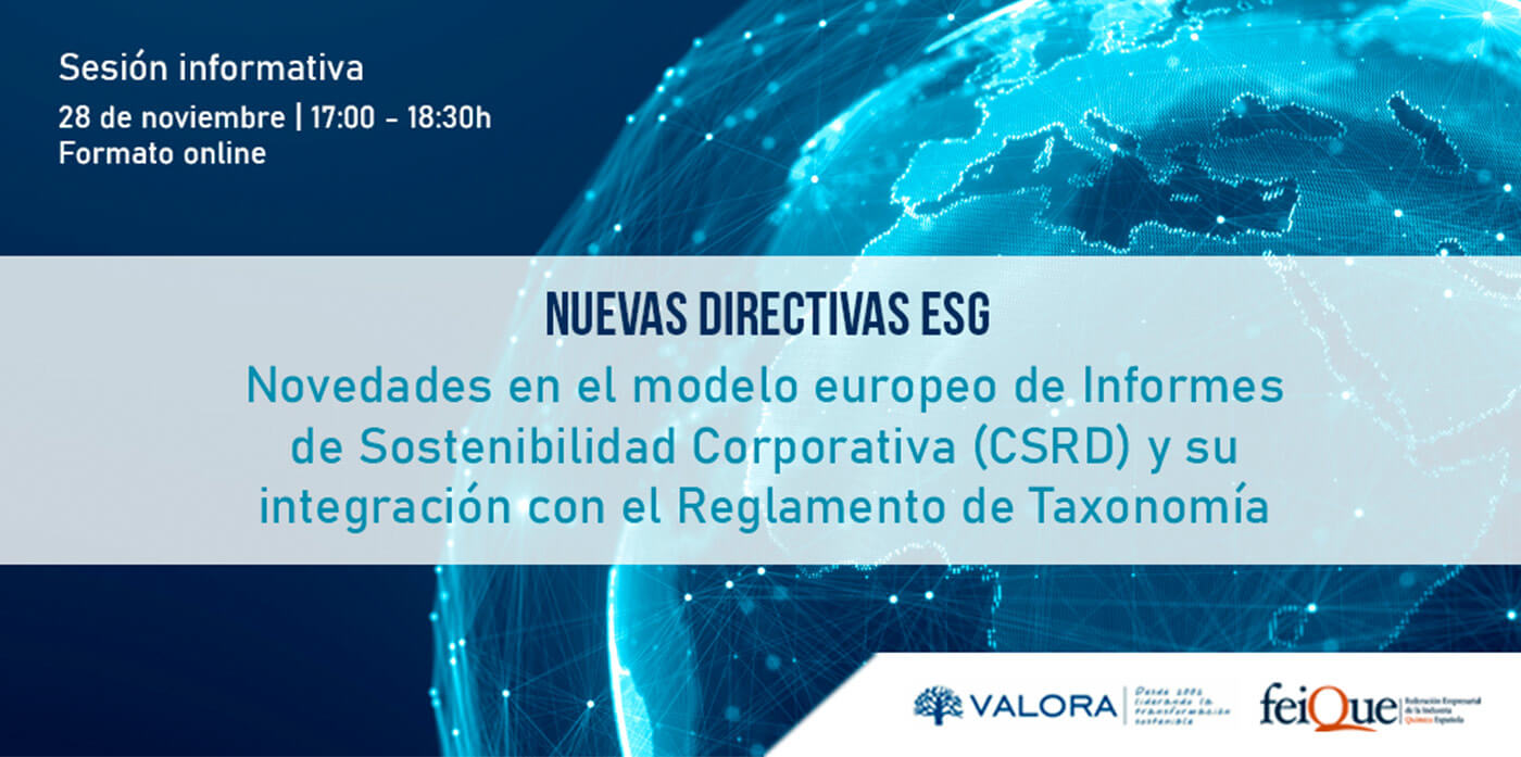 Feique y Valora abordan el nuevo modelo europeo de Informes de  Sostenibilidad Corporativa (CSRD) - FEIQUE - Federación Empresarial de la  Industria Química Española